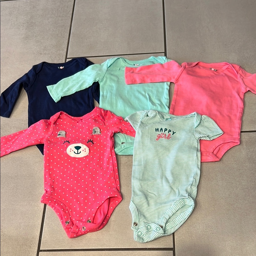 Carter’s 3 months baby girl Colorful Kids bodysuit onesie set of 5